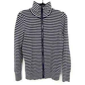 Talbots Cardigan Jacket Women's M Zip Front Nautical Striped Boat Maritime Prep